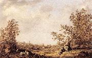 Aelbert Cuyp Meadow with Cows and Herdsmen painting